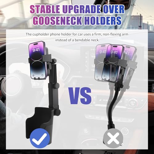 2-in-1 Cup Holder Phone Holder,Upgraded Version Cup Holders Phone Mount with Long Arm & 360° Adjustable,Cups Phones Holders for Car as Car Accessories for 4.7-7 inches Phones