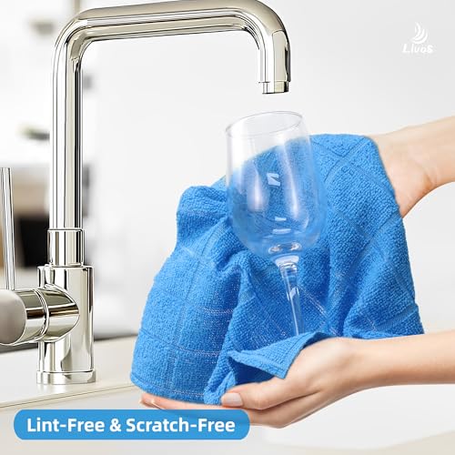 LIVOS Microfiber Cleaning Cloth Roll - 80 Pack, Reusable Paper Towels, Microfiber Towels for Cars, Super Absorbent Lint Free Cleaning Rags for House, Kitchen, Window-Check Blue, 11.5"x11.5" - color: Check Blue