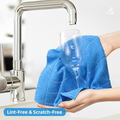 LIVOS Microfiber Cleaning Cloth Roll - 80 Pack, Reusable Paper Towels, Microfiber Towels for Cars, Super Absorbent Lint Free Cleaning Rags for House, Kitchen, Window-Check Blue, 11.5"x11.5" - color: Check Blue