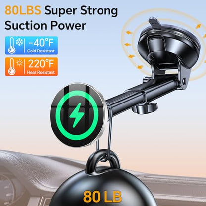 Coolpow 15W Magsafe Car Mount Charger Magnetic Phone Holders for Your Car - color: Gray