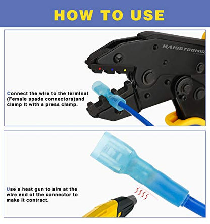 haisstronica 200PCS Heat Shrink Spade Connectors, 22-10 AWG, Female - size: AWG 22-10, style: Female 200PCS