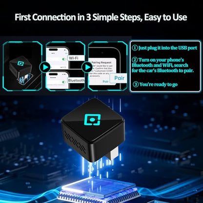 CarPlay Adapter, USB Interface Plug and Play, Connects Phone and car Screen Through WiFi and Bluetooth, Suitable for Apple and Android Systems