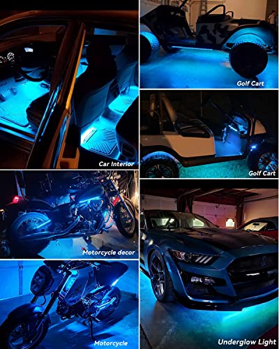 Keiurot 12V Led Light Strip for Cars 24Inch Connectable & Waterproof, 4Pack - color: Ice Blue Led Strip 24" Connectable