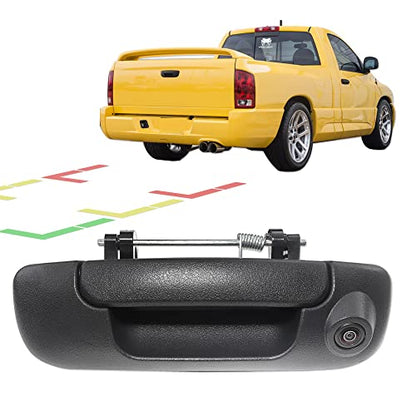 Anina Tailgate Handle Backup Camera for Dodge Ram 1500 2500 3500 (2002-2008) Rear View Reverse Parking Camera with Optional Guideline RCA Connector (Black)