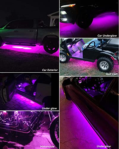 Keiurot 12V Led Light Strip Pink for Cars, 24Inch Connectable,4Pack - color: Pink Led Strip 24" Connectable