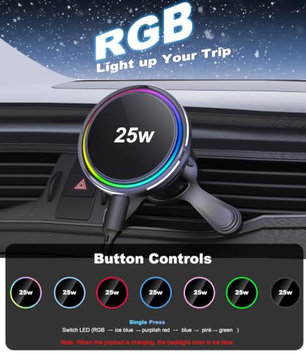 for MagSafe Car Mount Charger with Cooling Fan, 25W Fast Charging Magnetic Wireless Car Charger, Dashboard & Air Vent Phone Holder for iPhone 17 Pro Max Air 16 15 14 13 12, Galaxy S25-S26