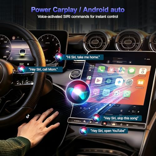 AI Box Wireless CarPlay Adapter,Magic Box with YouTube TikTok, Built-in Play Store and Screen Mirroring, Plug and Play Wireless Adapter for OEM Factory Wired CarPlay Vehicles
