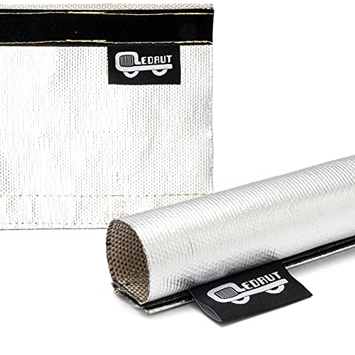 Heat Shroud Aluminized Sleeving Heat Shield fuel line wire heat sleeve 1-1/2''I.D. x 10FT with 20 Pcs 7.8Inch Stainless Steel Cable Metal Zip Ties - size: 1-1/2''I.D. x 10FT
