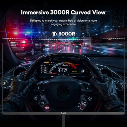 24 Inch Curved Gaming Monitor, FHD 1080P, 200Hz | 3000R, 4000:1 Contrast, 1ms Response Time, 98% sRGB, AMD FreeSync, Eye Care, HDMI 2.0 & DP 1.4, VESA Mount, for Game & Office - size: 24 inch