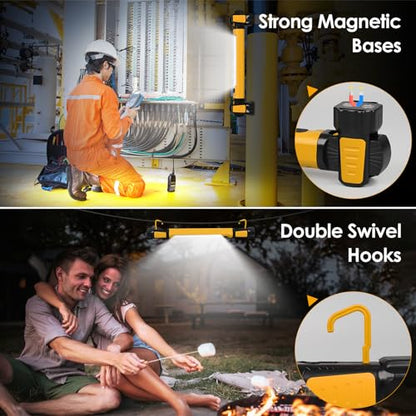 Ropelux Mechanic Work Light Bar with 2500LM 5200mAh Battery, Orange 3 Pcs - color: Orange