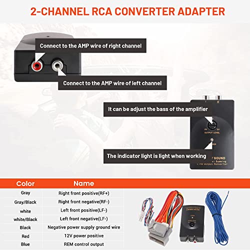 NuIth Add an Amplifier Subwoofer Interface for Honda Civic Accord Acura 2008-2017 RCA 2-Channel Line Out Converter w/Remote Turn on Wiring to Factory Radio Stereo Update Sound System