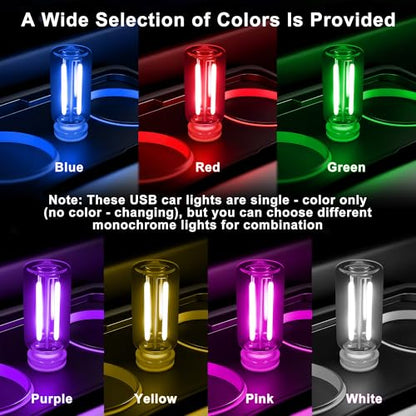 Car USB Night Light Touch Dimmable - 1-Pack Retro LED Filament Lamp for Truck Interior, Bedroom & Camping | Glass Bottle Ambiance Lighting (Red) - color: 1 PCS (Red)