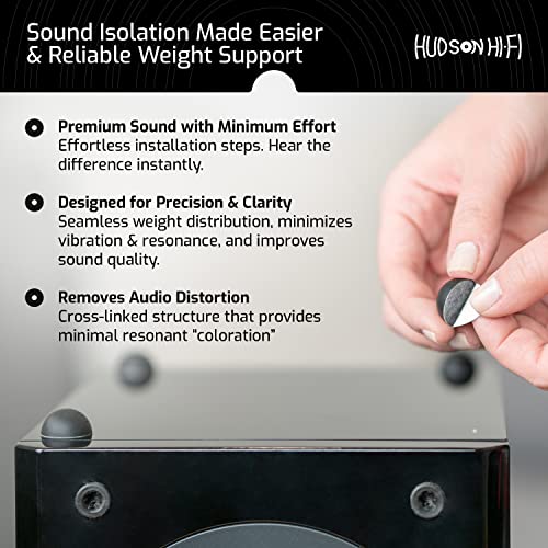 Hudson Hi-Fi Speaker Isolation Feet (4-Pack, 1") – Adhesive Silicone Anti-Vibration Pads for Speakers, Turntables, Subwoofers & Amplifiers, Supports 5-13 lbs Per Pad - size: 1" Hemisphere