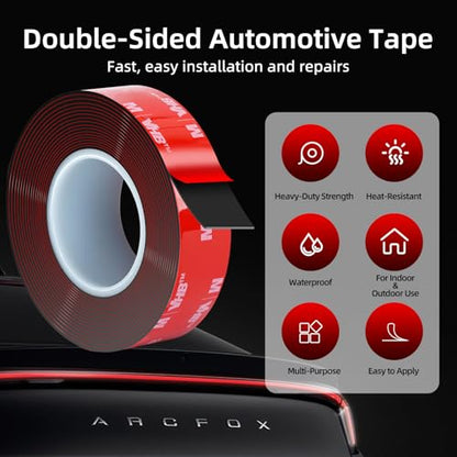 Double Sided Tape, 1 Inch x 10FT Automotive Mounting Tape, Heavy Duty Waterproof Foam Adhesive for Car Trim, Emblems, Side Moldings, Dash Cam & Exterior Accessories - size: 1"x 10FT