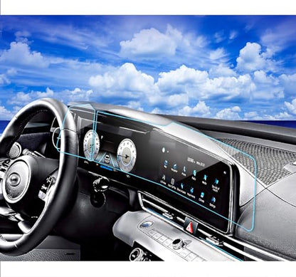 2024 2025 2026 Hyundai Elantra Screen Protector for 2021-2023 2026 Hyundai Elantra Limtied/Hybrid Dual 10.25Inch Soft Screen Protector Touchscreen Protective Film for 2024 Elantra N Accessories (2PCS) - size: elantra 10.25inch