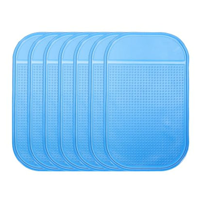 HARFINGTON 7pcs Car Dashboard Anti-Slip Mat 5.5" x 3" Universal Sticky Dash Pad Washable Reusable Car Non-Slip Mats for Phone Keys Sunglasses Electronic Devices, Blue - color: Blue