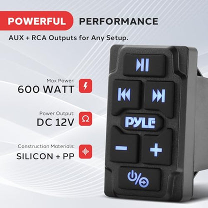 Pyle Rocker Switch Wireless BT Audio Controller, Waterproof Rated Marine Receiver Remote Control for Car, Truck, Boat, 4x4, PowerSport Vehicles, Connect and Stream Audio from External Devices