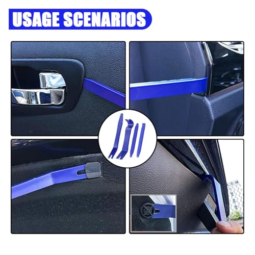 JOYCOURT 5PCS Auto Clip Pliers Set and Fastener Remover, No Scratch Automotive Door Panel Removal Tool, Car Trim Rivet Pry Tool Repair Kit for Vehicle Dash Audio Radio Installer - color: Blue