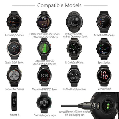 USB C Charger Compatible with Garmin Watch Charger, Data Sync Charging Cable for Garmin Fenix 7 7S 7X 6 6S 6X 5 5S 5X, Forerunner 965 945 245 45, Vivoactive 3 4 4s, Venu 2 2s, Instinct, 3.3FT/1M - style: 1 Pack