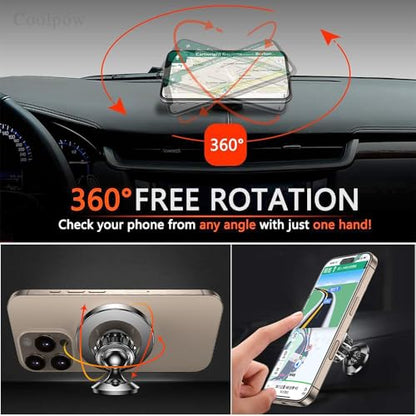 Romuto for MagSafe Car Mount【20 Strong Magnets】 Magnetic Phone Holder for Car Dashboard【360°Rotation】 Car Phone Holder Mount for iPhone 16 Pro Max 15 14 13 12 Plus soporte de telefono para carro