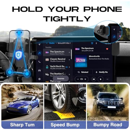 Sunsdrew Car Phone Holder for 2024 2025 Toyota Tacoma Accessories ONLY for 14-inch Screen Tacoma Phone Mount 360° Rotation Tacoma Cell Phone Holder Hands-Free Ultra Stable - size: For Tacoma