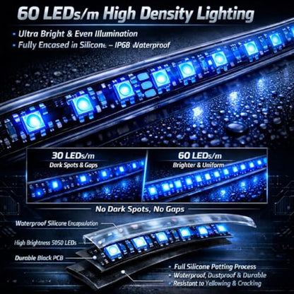 12V Marine Boat LED Light Strip Super Bright, 2 Pack 4FT IP68 Fully Waterproof RV Front Cap Lights, Golf Cart Underglow Roof Lights Strip for Truck ATV UTV SUV Car Pickup Trailer, Cuttable, Blue - color: Blue, size: 4FT