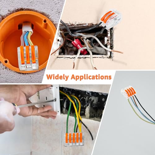 GreenCycle 60PCS Lever Wire Connectors, Quick Wire Splice Connectors Push-in, 2/3/5 Transparent Housing Conductor Combination Kit with 2, 3, 5 Port, 28-12 AWG,for Home Lighting & Car Audio - size: 60PCS, style: 1/2/3/4/5P Box Kit