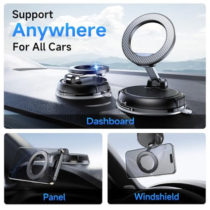 ANDERY Car Phone Holder for Magsafe [78+LBS Strongest Suction & 2400gf Strongest Magnetic] 360° Adjustable Car Phone Mount, Phone Holders for Your Car for iPhone 17-12 Pro Max Plus Air, Carbon Fiber - color: Carbon Fiber