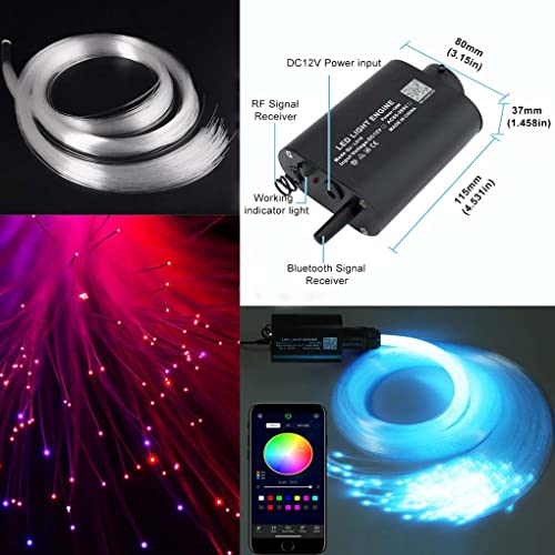 AZIMOM LED Bluetooth 16W RGBW Fiber Optic Light Star Ceiling Kits 150pcs 0.03in 6.5ft Sensor Music Mode Remote/APP Control Car Use Home Headliner Lighting Decoration - size: 150pcs*0.03in*6.5ft