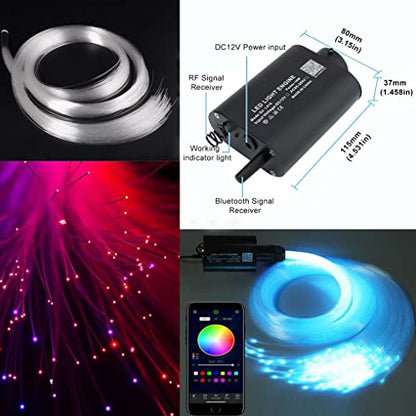 AZIMOM LED Bluetooth 16W RGBW Fiber Optic Light Star Ceiling Kits 150pcs 0.03in 6.5ft Sensor Music Mode Remote/APP Control Car Use Home Headliner Lighting Decoration - size: 150pcs*0.03in*6.5ft