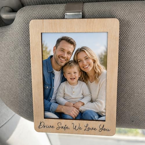 Hangwoous Car Visor Picture Frame, Drive Safe I Love You Visor Clip, Car Picture Holder, Drive Safe Car Visor Clip, Fathers Day Keepsake, Car Picture Frame, Cars Photo Holder - color: Drive Safe We Love You