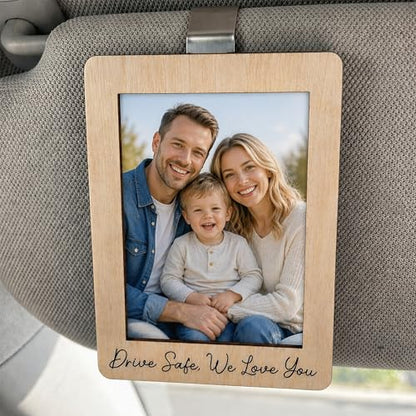 Hangwoous Car Visor Picture Frame, Drive Safe I Love You Visor Clip, Car Picture Holder, Drive Safe Car Visor Clip, Fathers Day Keepsake, Car Picture Frame, Cars Photo Holder - color: Drive Safe We Love You