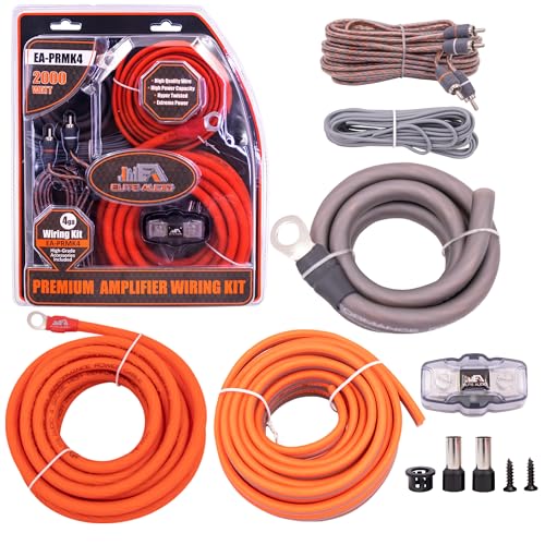 Elite Audio 4 Gauge Amplifier Wiring Kit, 2000W CCA Amp Install Kit – EA-PRMK4 - size: 4 Gauge (Mini-ANL)
