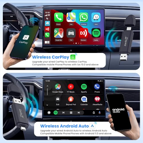 Carlinkit Mini SE Pro Wireless CarPlay Adapter, Wired to Wireless Converter for OEM Factory Wired CarPlay/Android Auto Cars, 5GHz WiFi Fast Connect with USB C/A Dual Port - color: Dark Blue