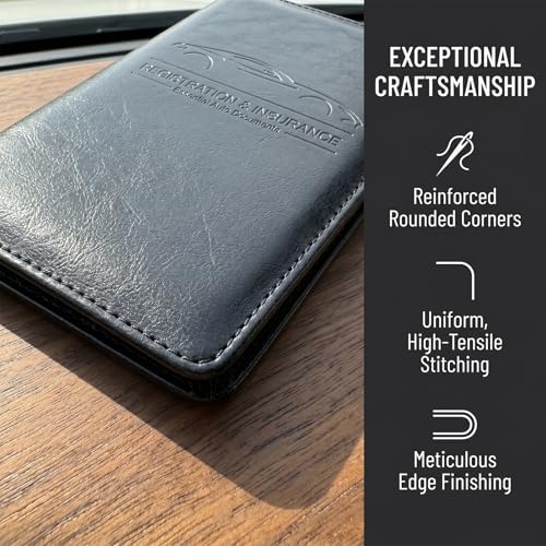 LumiMokki Premium Car Registration & Insurance Card Holder, Cowhide Black - color: 02-Cowhide Black