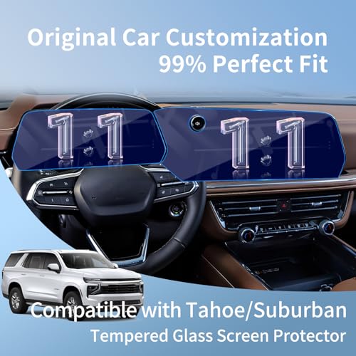 for Chevy 2026 Tahoe/Suburban LT 17.7"+11" Screen Protector Tempered Film - color: for 25-26 Tahoe/Suburban 17.7+11 Blue