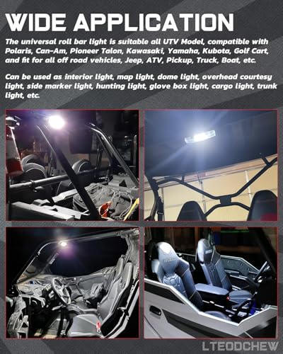 UTV Interior Dome Light with Switch, Universal Roll Bar Mount LED Light - color: White