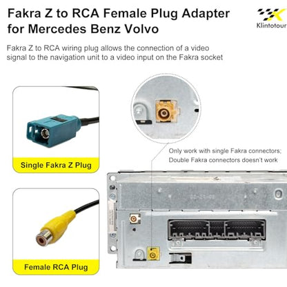 Aftermarket Radio Rear View Camera Adapter Harness, Fakra Z Female to RCA Female Backup Camera Cable, Compatible with Select Mercedes-Benz/Volvo Factory Navigation Radio Systems, 31.5 Inches - style: Fakra Z Female to RCA Female-31.5 inches