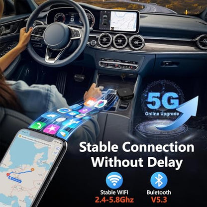for iPhone 17 Wireless Carplay Adapter Compatible iPhone 17 Pro Max Air 16e 16 15,Automatic iPhone Carplay Wireless Adapter Convert Factory Wired to Wireless Plug and Play Car Play Fits Cars