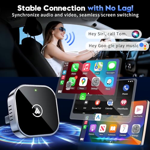 2-in-1 Wireless CarPlay and Android Auto Adapter, 2026 Upgraded Wired to Wireles s Converter, Wireless CarPlay Adapter for Apple iPhone & Android,Plug-and-Play, Stylish and Compact Design