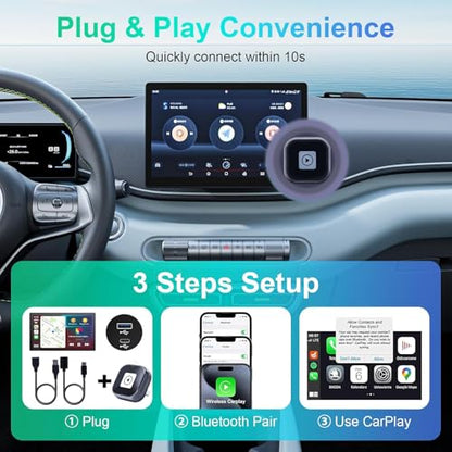 Wireless Carplay Adapter(2025 Upgrade), Plug and Play, Convert Wired to Wireless Bluetooth Carplay Adapter for iPhone - No Latency -Mini Size - size: Mini