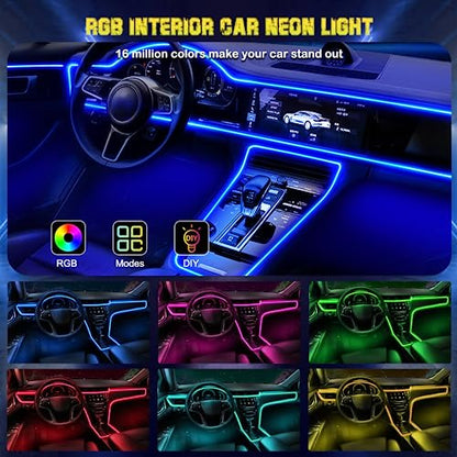 Jushope Interior Car LED Strip Lights, RGB USB Car Ambient Lighting with Wireless APP & Remote Control, Car Accessories Fiber Optifc Lights Sync to Music (5 LED/276 inches) - size: 5 LED/276 inches