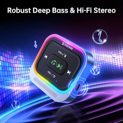 Syncwire Bluetooth 5.4 Receiver 3.5mm Aux Car Adapter Bluetooth Receiver Car Kit with Coiled Cable [Large Mic Noise Cancellation] [Hands-Free Calling] [HiFi Deep Bass] [Colorful Light Switch]