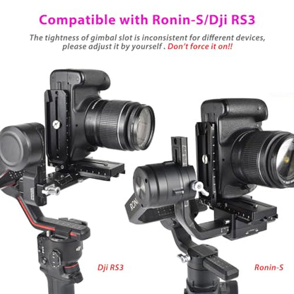 L Bracket Vertical Mount Quick Release Plate for DJI Ronin RSC2 / RS2/ RS3 / S, Zhiyun Weebill S Gimbal, DSLR Camera, Tripod, Monopod