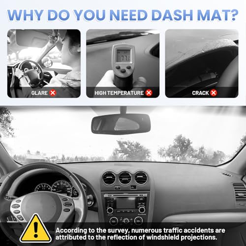 Sunsdrew Black Dash Cover for 2007 2008 2009 2010 2011 2012 Nissan Altima - size: 07-12 Nissan Altima Dash Cover