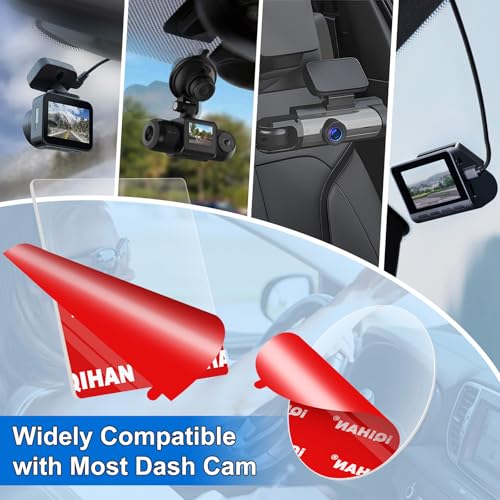 Sticky Adhesive Pads for Dash Cam Mount, 4PCS Double-Sided Heavy Duty Mounting Tape Kit Replacement for Dashcam Car Camera GPS Holder, Universal Clear Sticker for Car Windshield Windscreen Glass - color: Transparent