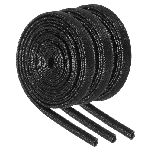 MECCANIXITY 3Pcs Wire Insulation Braid Fire Sleeve,3.28Ft-2mm ID Black, High Temp Silicone Coated Fiberglass Sleeving for Automotive Hose Lines Electrical Wiring - color: Black, size: 3.28Ft-2mm