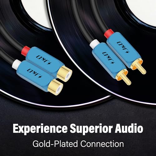 J&D 2 RCA Extension Cable, Gold Plated 2 RCA Male to Female Stereo Audio Extension Cable with Heavy Duty Aluminum Alloy Shell, 6 Feet - size: 6 Feet