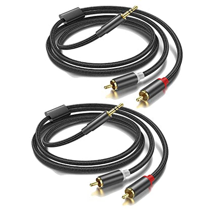 (3.3Ft / 2 Pack) 3.5mm to RCA Cable,Gold Plated,1/8 Male to Male Stereo Aux Cord Y Splitter Adapter for Tablets, Speakers, Smartphones, MP3, HDTV - size: 3.3FT