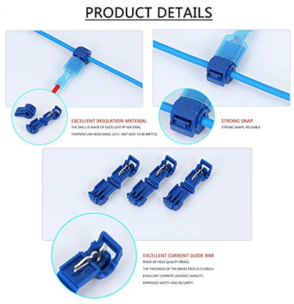 Quick Splice T Tap Wire Connectors for Wiring Self Stripping Disconnect Electrical Connect Assortment Kit 22 20 18 16 14 Gauge Car Speaker Taps Insulated Terminal (120Pcs) lkelyonewy